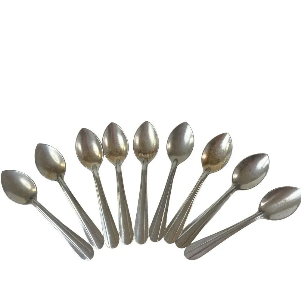 9 Vintage Hudson‎ Stainless Steel Silverware  Small Teaspoons Spoons Taiwan